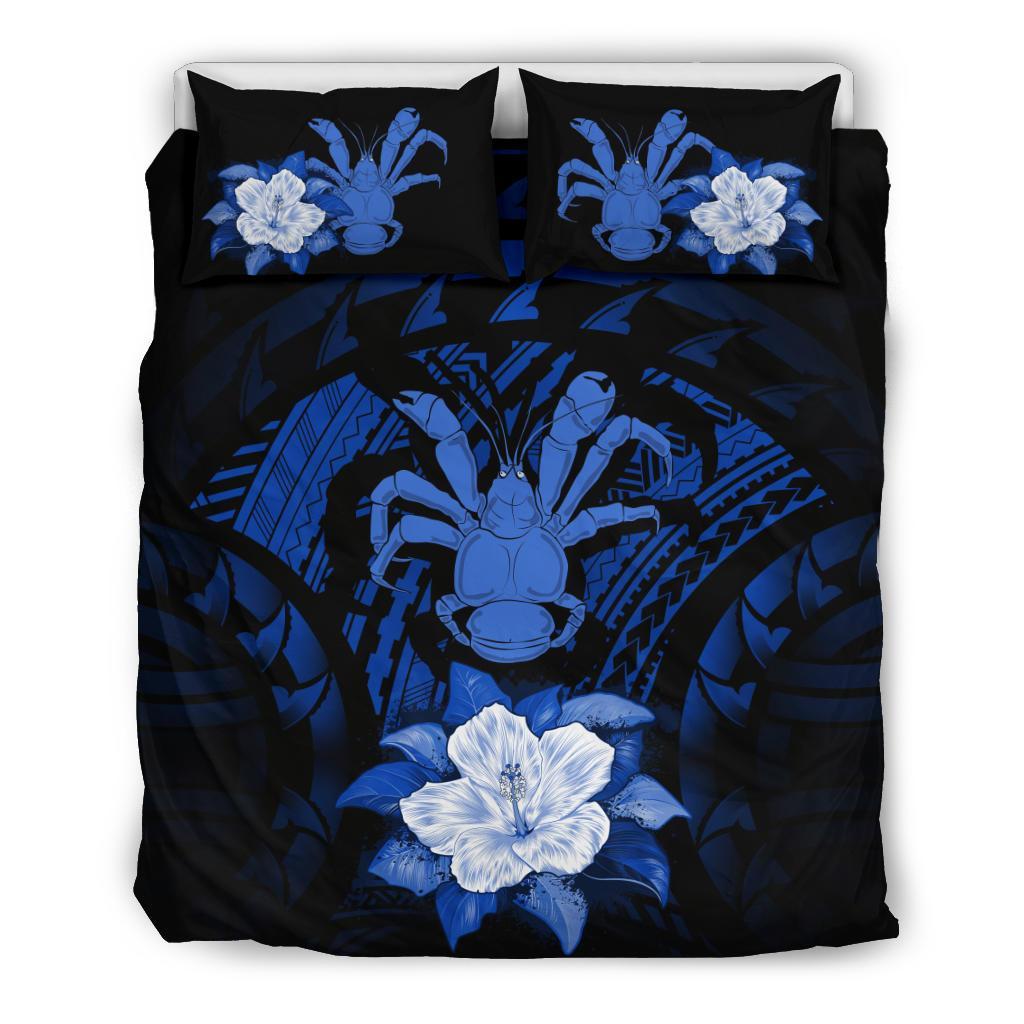 Niue Duvet Cover Set - Coconut Crab & Dark Blue Hibiscus - Polynesian Pride