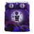 Cook Islands Duvet Cover Set - Cook Islands Coat Of Arms Wave and Hibiscus Purple - Polynesian Pride