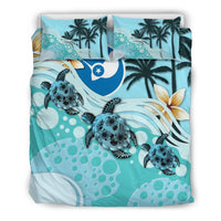 Polynesian Duvet Cover Set - Yap Bedding Set Blue Turtle Hibiscus - Polynesian Pride