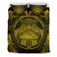 Hawaiian Map Madame Pele Kanaka Polynesian Bedding Set Yellow Yellow - Polynesian Pride