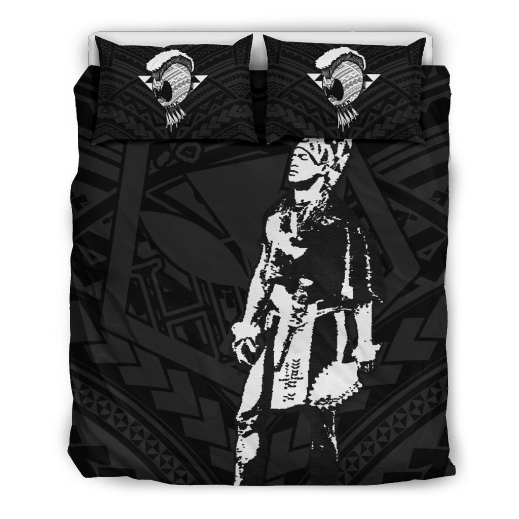 Hawaiian Helmet Kanaka Warrior Polynesian Bedding Set Black - Polynesian Pride