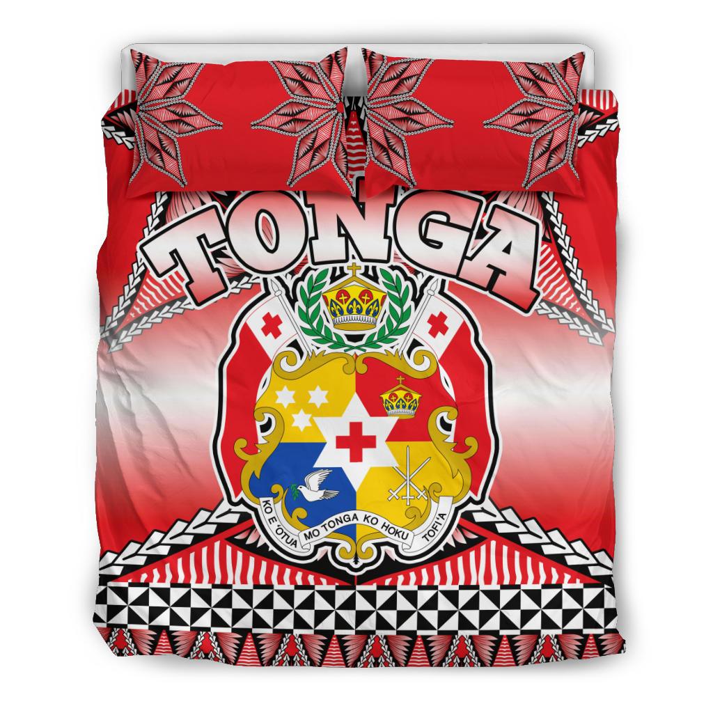 Polynesian Bedding Set - Tonga Coat Of Arms Pattern Duvet Cover Set - Polynesian Pride