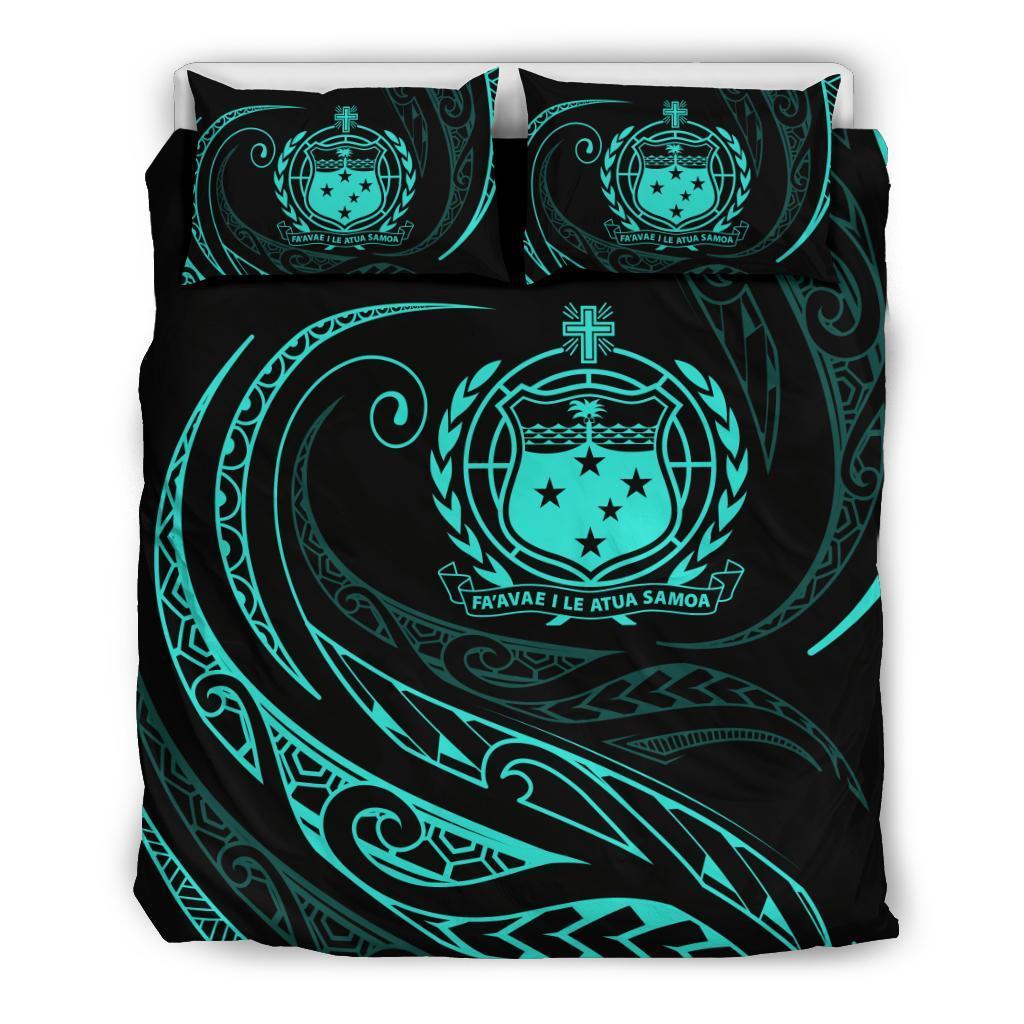 Samoa Bedding Set - Turquoise - Frida Style Art - Polynesian Pride