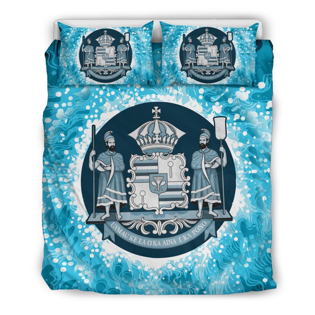 Hawaiian Coat Of Arms Polynesian Bedding Set Blue - Polynesian Pride