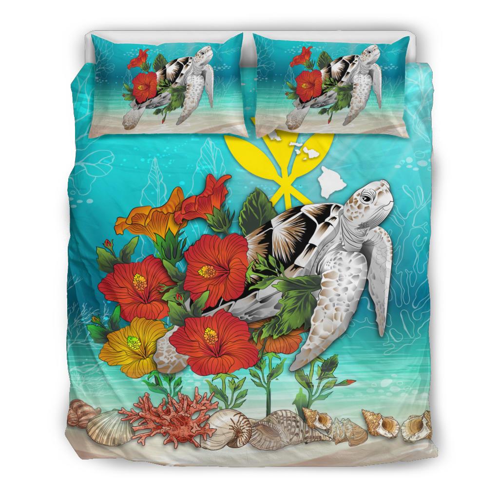 Hawaii Bedding Set - Ocean Turtle Hibiscus Blue - Polynesian Pride