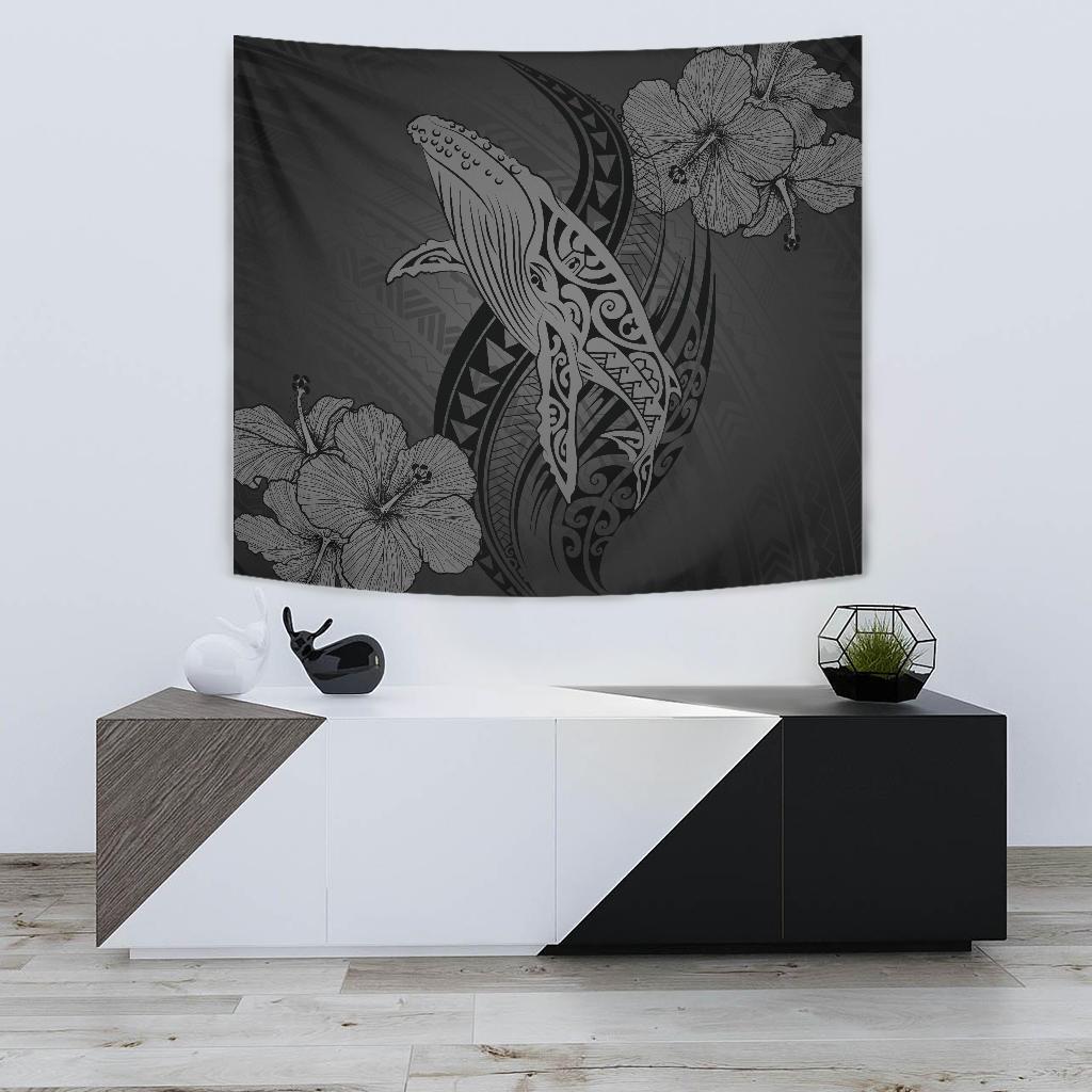 Hawaii Whale Swim Poly Gray Tapestry Wall Tapestry 75cm*90cm Gray - Polynesian Pride