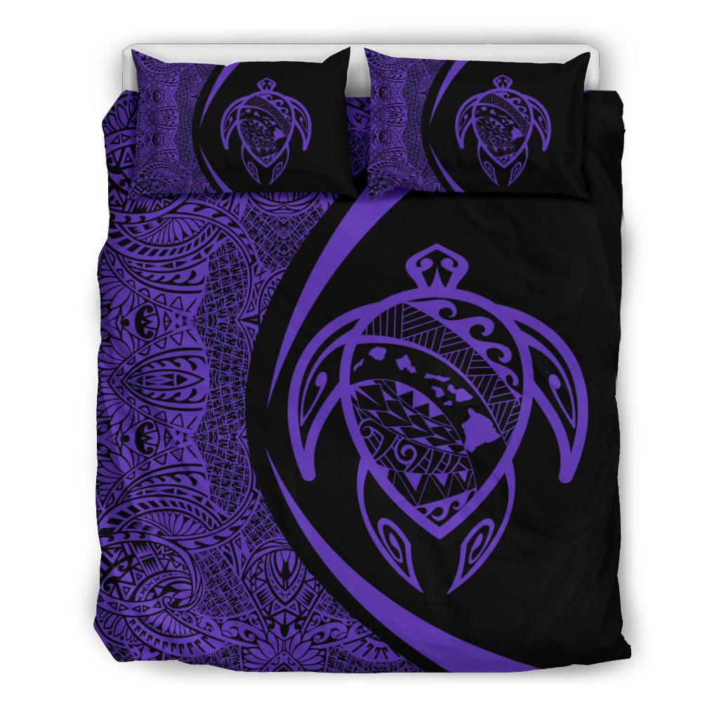 Hawaiian Map Turtle Polynesian Bedding Set - Purple - Circle Style Purple - Polynesian Pride