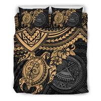 American Samoa Polynesian Duvet Cover Set - Gold Turtle - Polynesian Pride