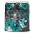 Kanaka Maoli (Hawaii) Bedding Set - Hibiscus Turtle Tribal Turquoise Turquoise - Polynesian Pride