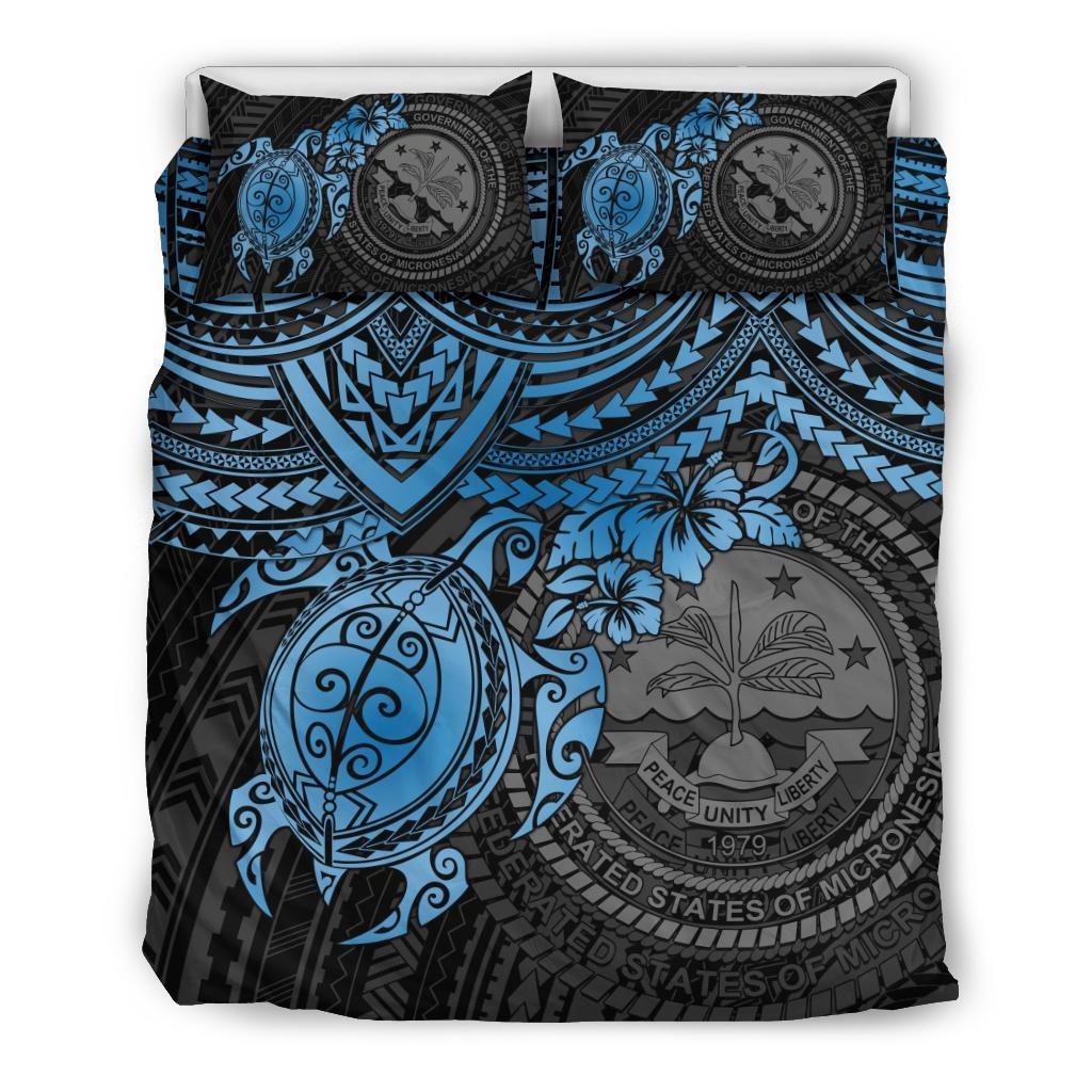Federated States Of Micronesia Duvet Cover Set - Blue Turtle - Polynesian Pride