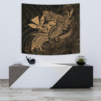 Hula Girl Hibiscus Kanaka Poly Tapestry - Gold Wall Tapestry 75cm*90cm Gold - Polynesian Pride