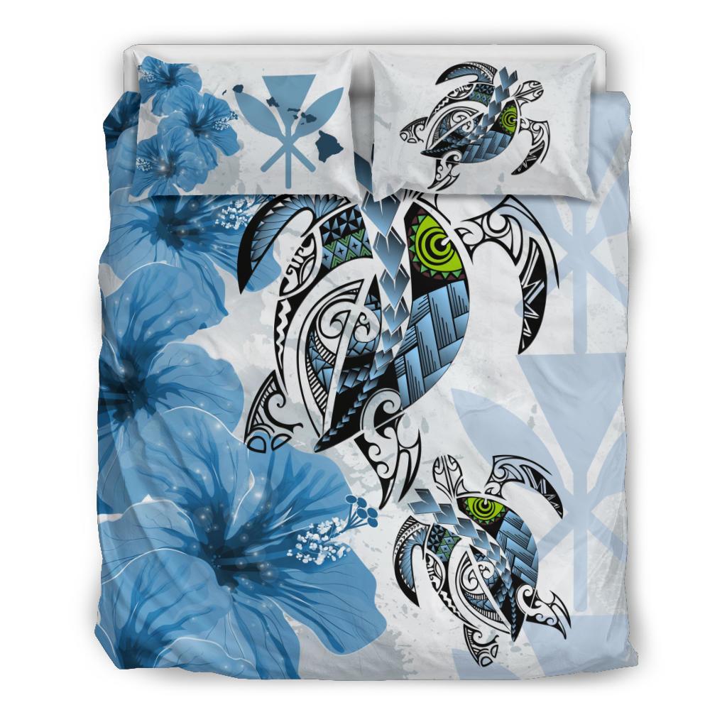 Hawaii Bedding Set - Polynesia Turtle Hibiscus Blue Blue - Polynesian Pride