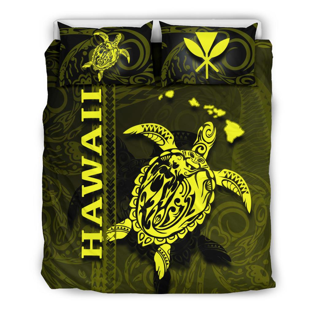 Polynesian Hawaii Duvet Cover Set - Turtle Hawaiian Yellow - Polynesian Pride