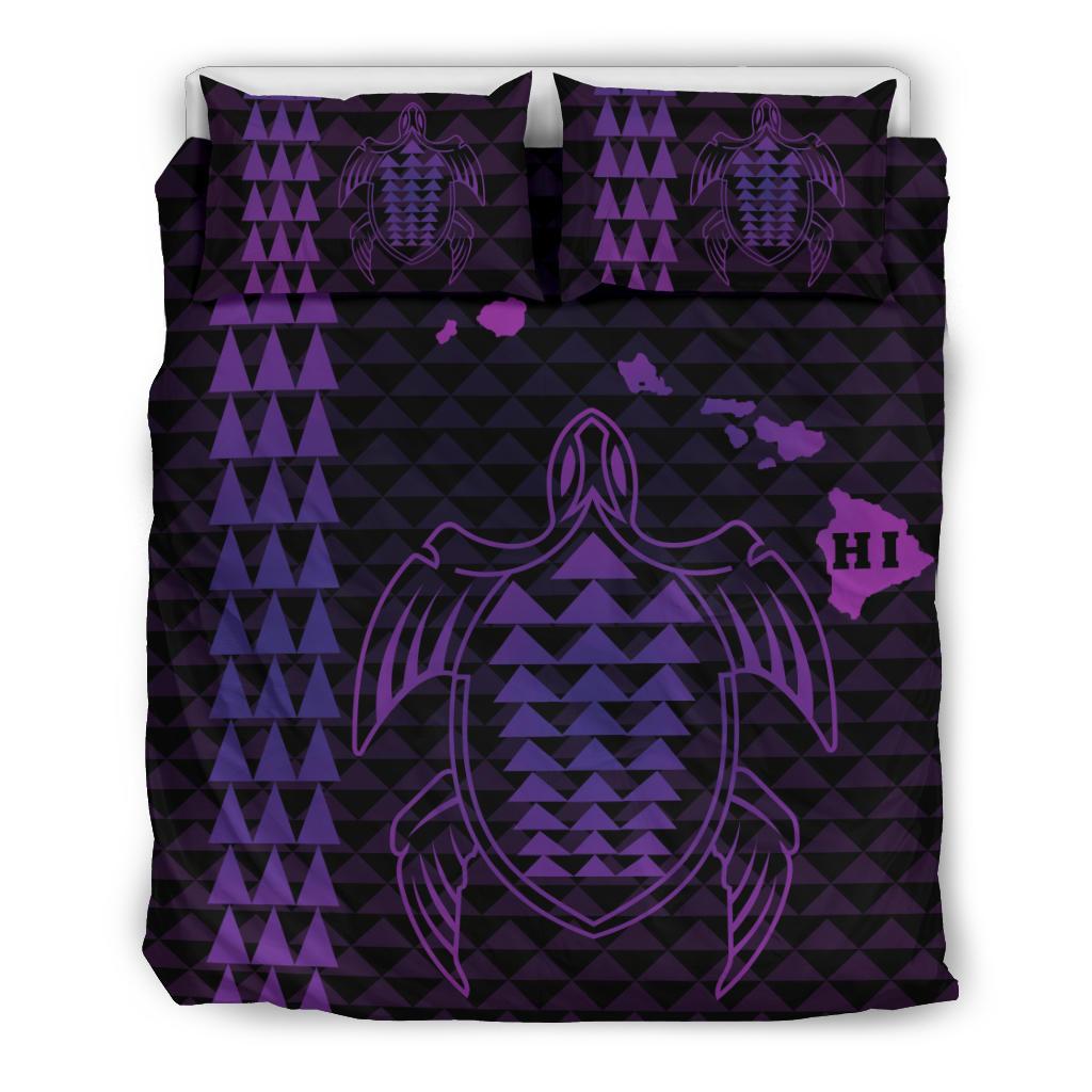 Hawaiian Map Kakau Turtle Polynesian Bedding Set - Purple Purple - Polynesian Pride