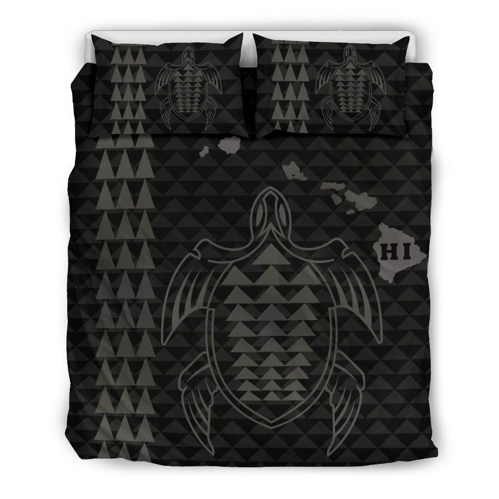 Hawaiian Map Kakau Turtle Polynesian Bedding Set - Gray Gray - Polynesian Pride