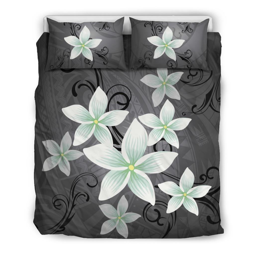 Hawaiian Plumeria Polynesian Bedding Set - Gray Gray - Polynesian Pride