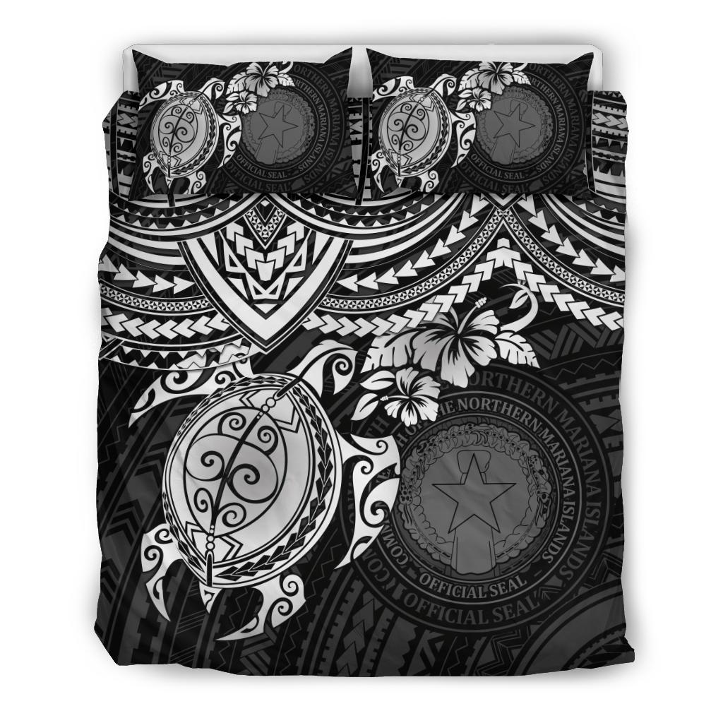 Northern Mariana Islands Polynesian Duvet Cover Set - White Turtle - Polynesian Pride