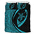 Hawaiian Turtle Fish Hook Hibiscus Polynesian Bedding Set - Circle Style Blue - Polynesian Pride