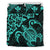 Hawaiian Map Turtle Hibiscus Kanaka Polynesian Bedding Set - Turquoise Turquoise - Polynesian Pride