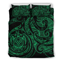 Polynesian Bedding Set - Hawaii Duvet Cover Set Green Turtle Tribal - Polynesian Pride