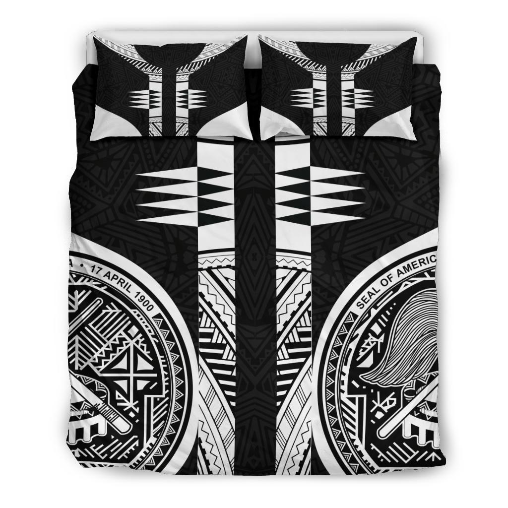 American Samoa Polynesian Duvet Cover Set - Black Armor Tattoo - Polynesian Pride