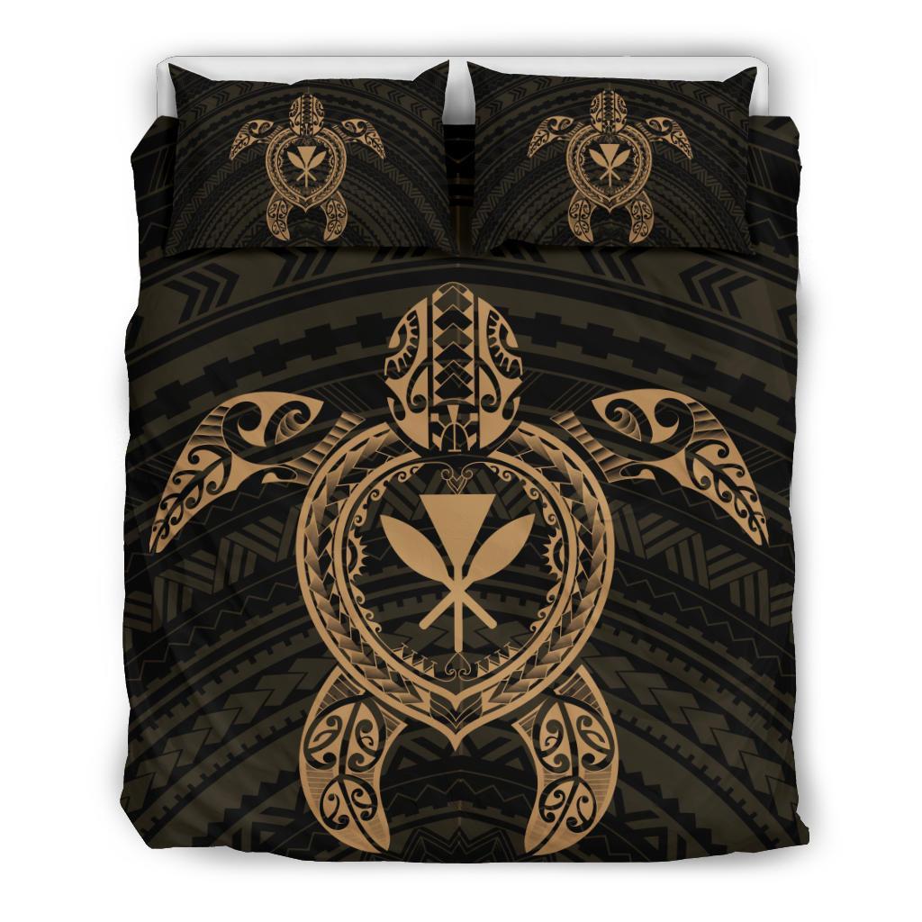 Hawaiian Turtle Kanaka Polynesian Bedding Set - Gold Art - Polynesian Pride