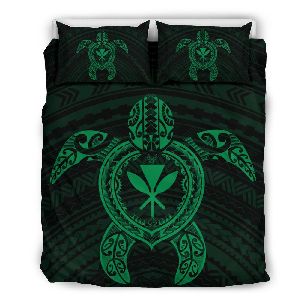 Hawaiian Turtle Kanaka Polynesian Bedding Set - Green Green - Polynesian Pride