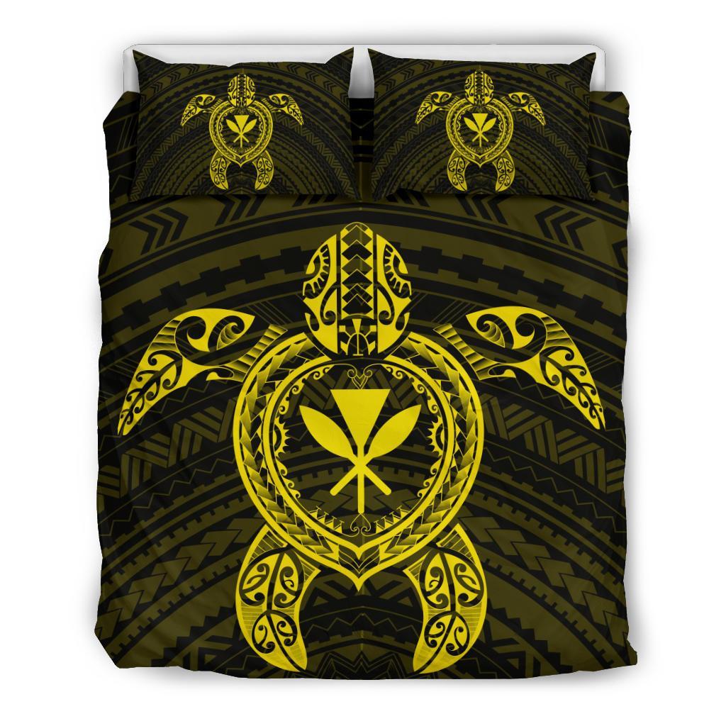 Hawaiian Turtle Kanaka Polynesian Bedding Set - Yellow Yellow - Polynesian Pride