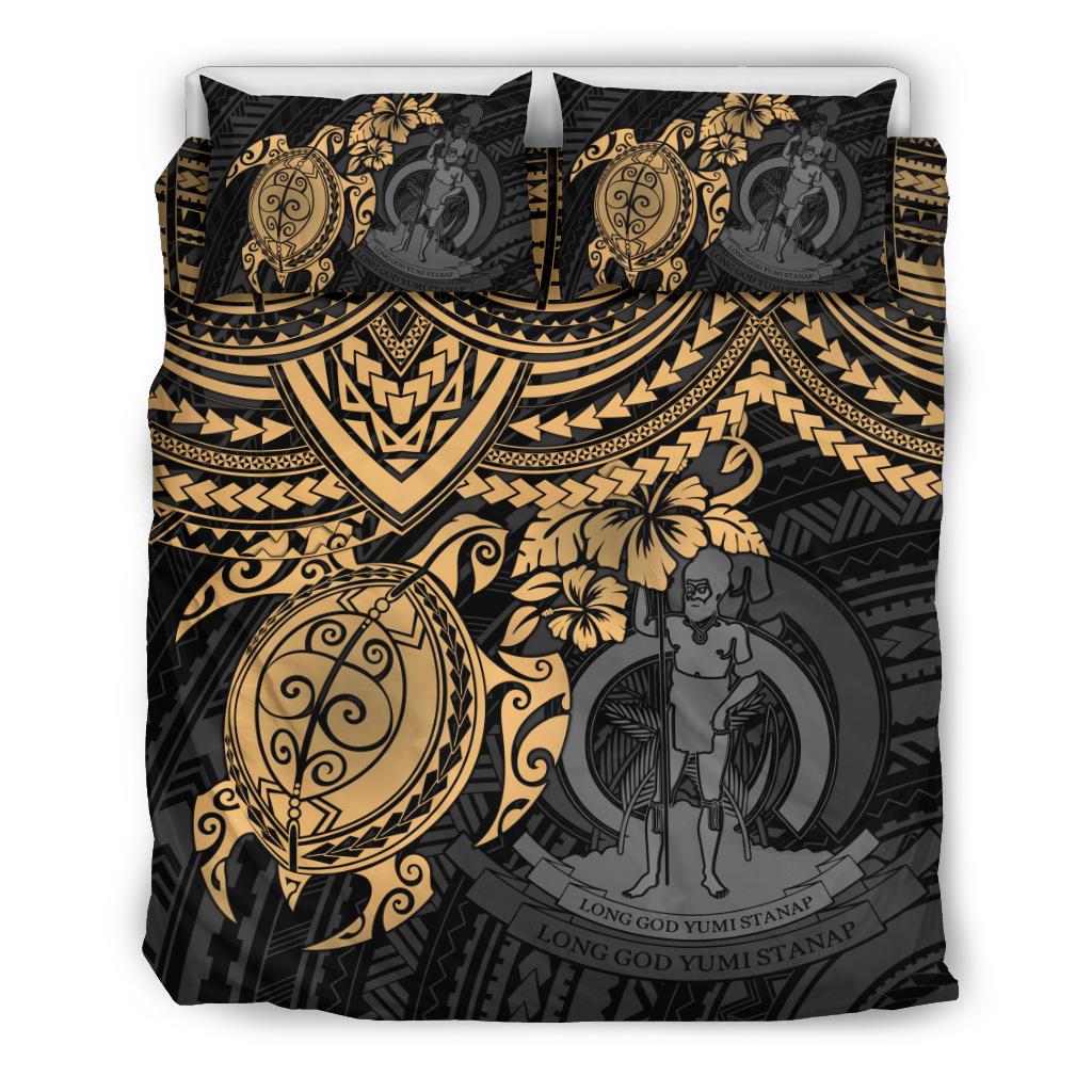Vanuatu Polynesian Duvet Cover Set - Gold Turtle - Polynesian Pride