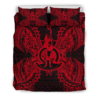 Polynesian Bedding Set - Vanuatu Duvet Cover Set Map Red - Polynesian Pride
