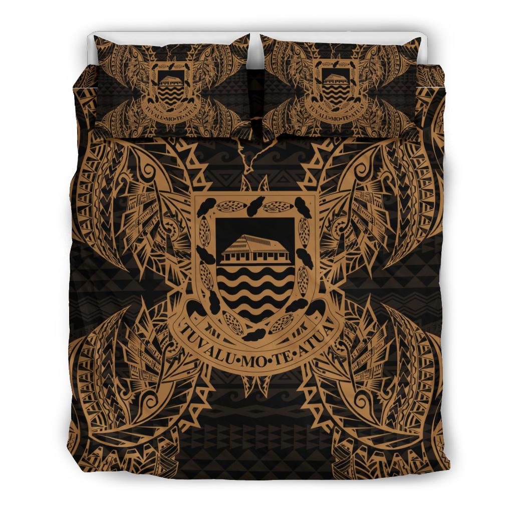 Polynesian Bedding Set - Tuvalu Duvet Cover Set Map Gold - Polynesian Pride