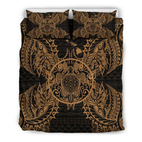 Polynesian Bedding Set - Hawaii Turtle Duvet Cover Set Map Gold - Polynesian Pride