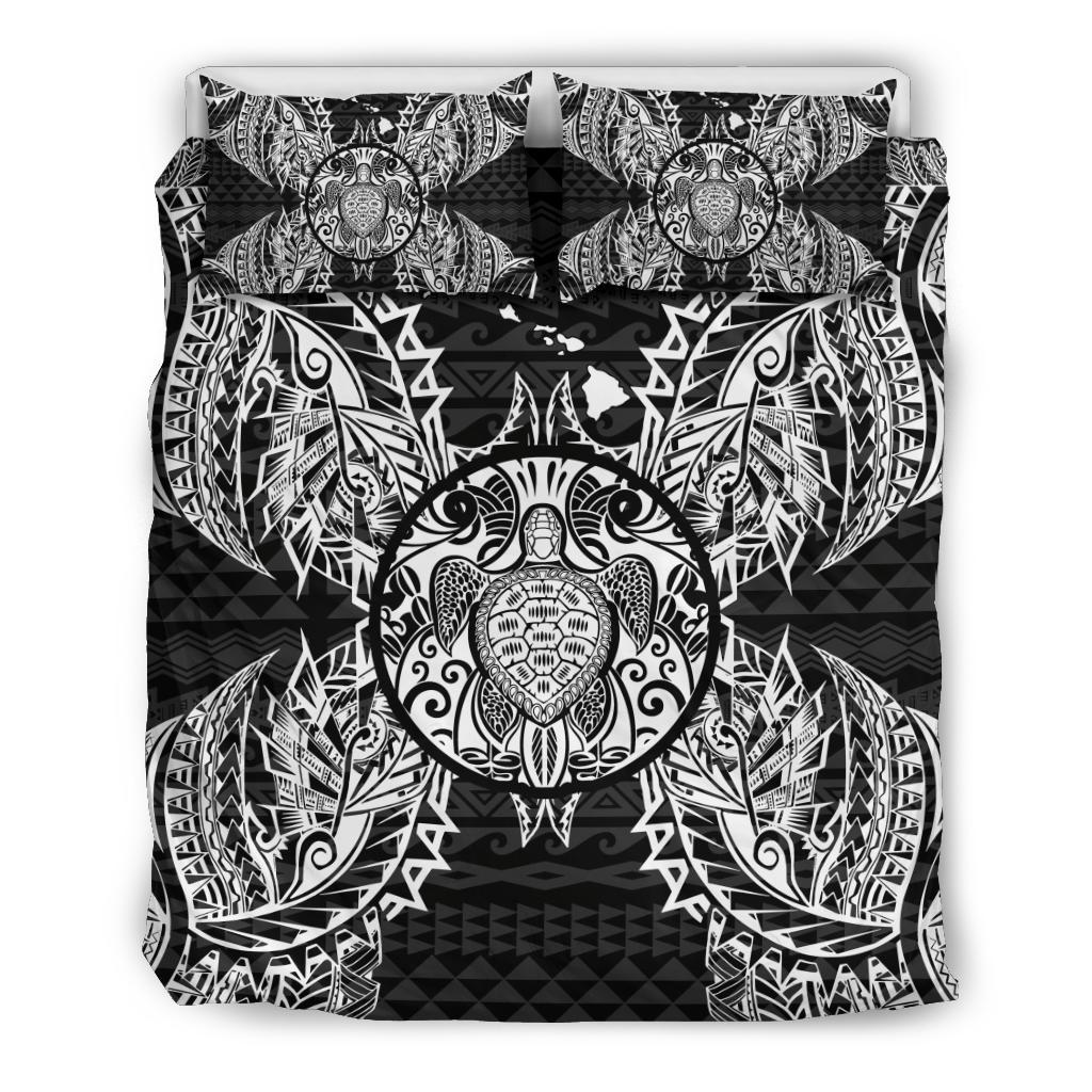 Polynesian Bedding Set - Hawaii Turtle Duvet Cover Set Map Black - Polynesian Pride