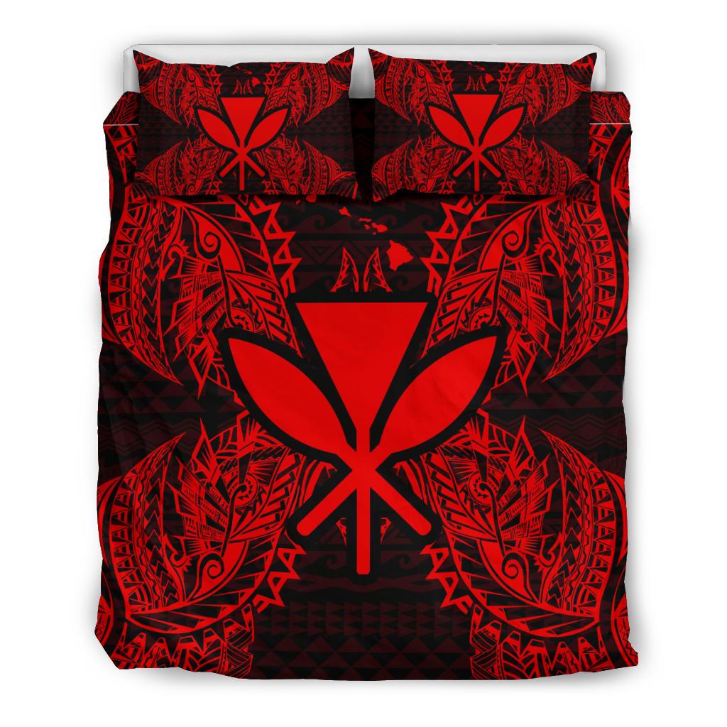 Polynesian Bedding Set - Hawaii Duvet Cover Set Map Red - Polynesian Pride