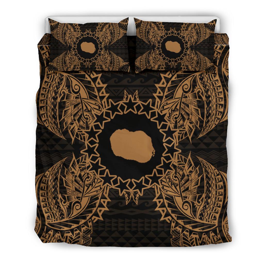 Polynesian Bedding Set - Cook Islands Duvet Cover Set Map Gold - Polynesian Pride