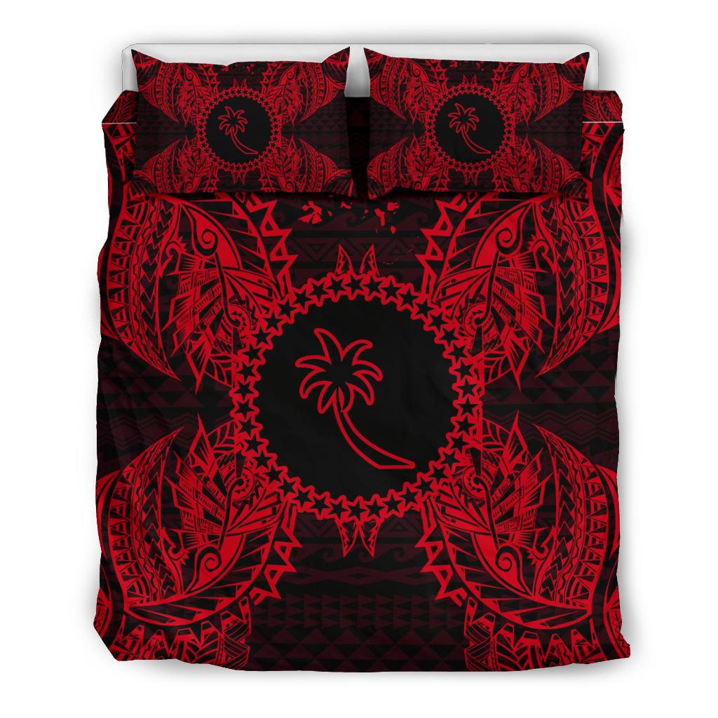 Polynesian Bedding Set - Chuuk Duvet Cover Set Map Red - Polynesian Pride
