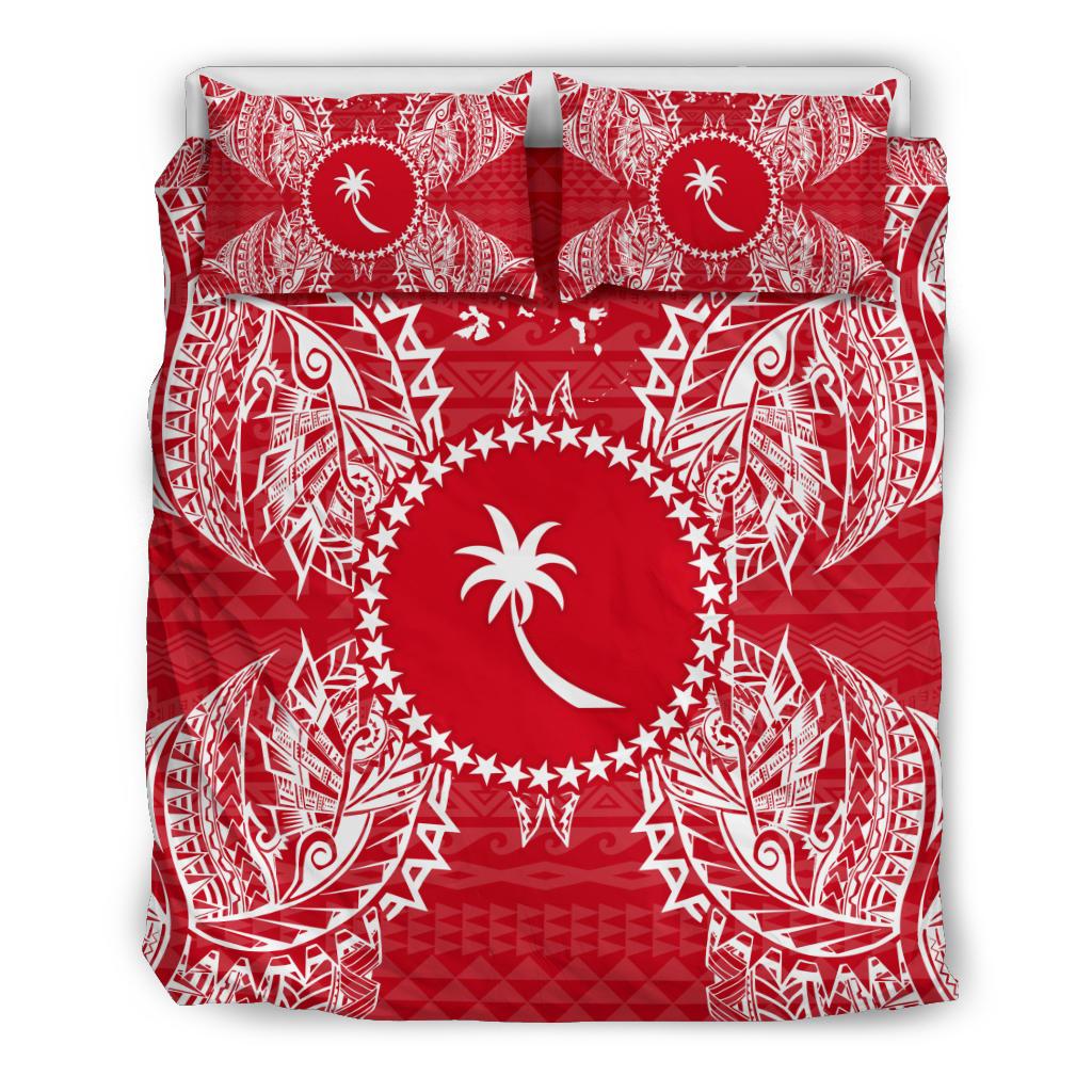 Polynesian Bedding Set - Chuuk Duvet Cover Set Map Red White - Polynesian Pride