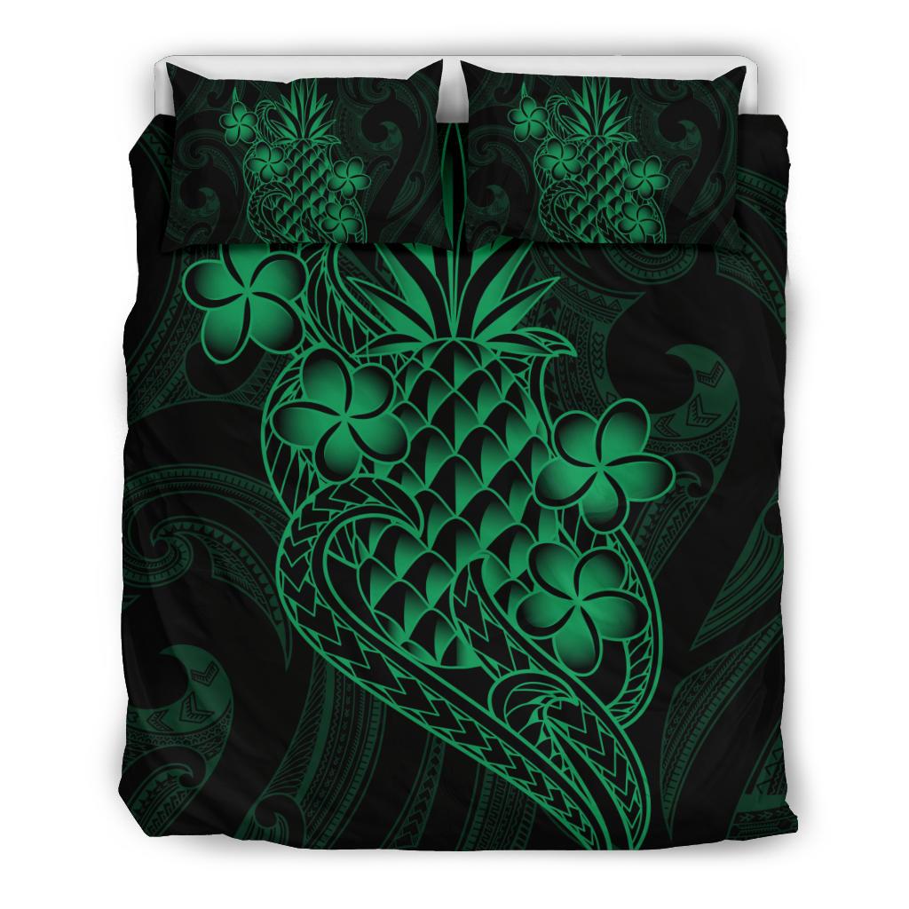 Polynesian Bedding Set - Hawaii Duvet Cover Set Green Pineapple - Polynesian Pride