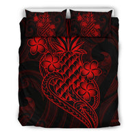 Polynesian Bedding Set - Hawaii Duvet Cover Set Red Pineapple - Polynesian Pride