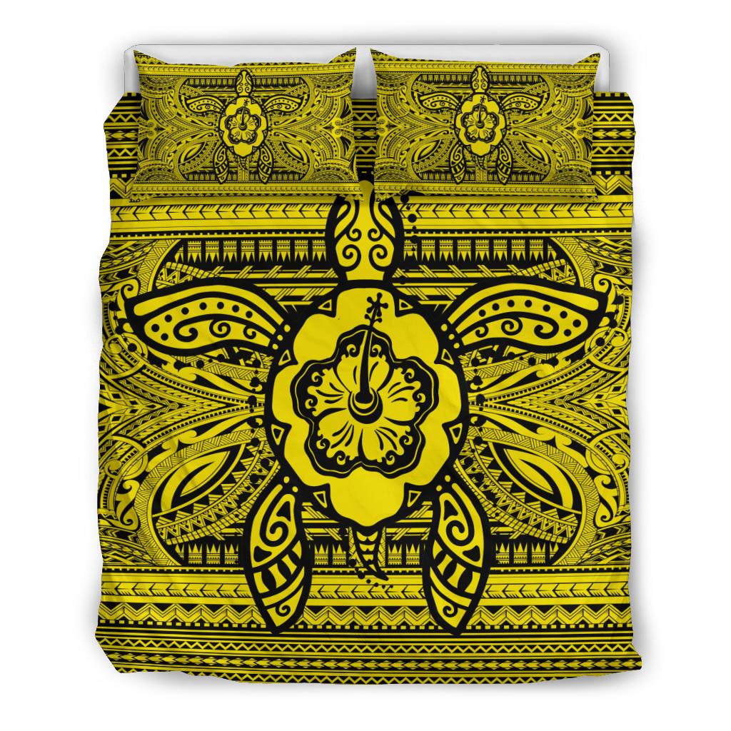 Hawaiian Turtle Polyensian Tribal Bedding Set Yellow Yellow - Polynesian Pride