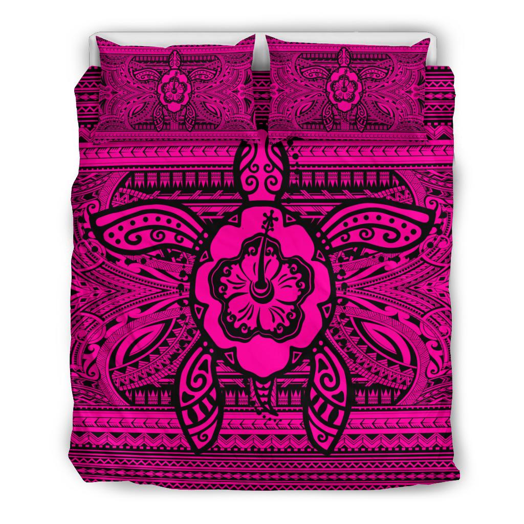 Hawaiian Turtle Polyensian Tribal Bedding Set Pink Pink - Polynesian Pride