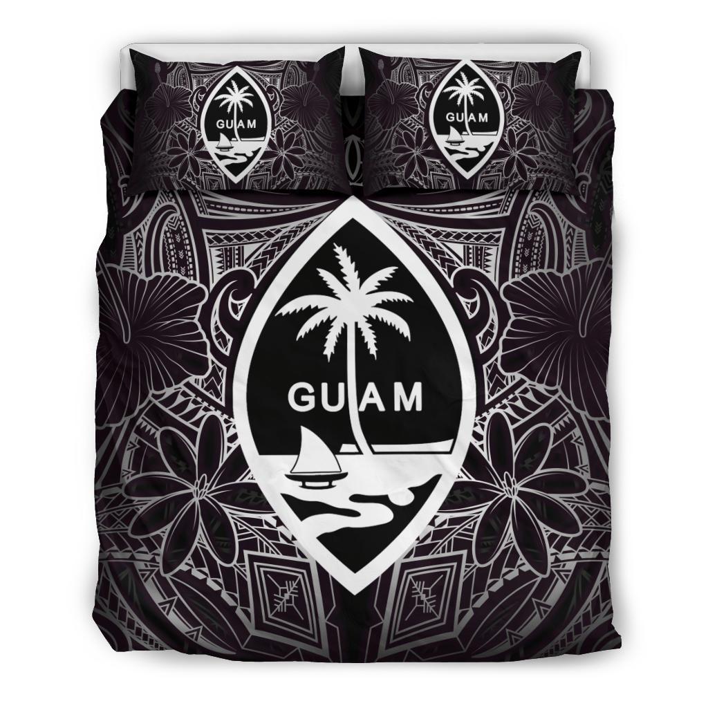 Guam Polynesian Bedding Set - White Hibiscus Coat Of Arms - Polynesian Pride