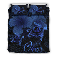 Hawaii Turtle Ohana Hibiscus Poly Bedding Set - Turquoise Turquoise - Polynesian Pride