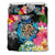 Hawaii Plumeria Hibiscus Wave Turtle Bedding Set Black - Polynesian Pride