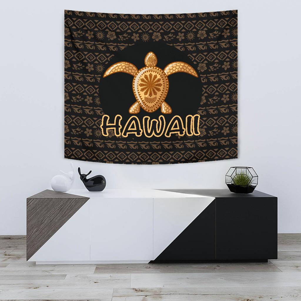 Hawaii Turtle Golden Tapestry Wall Tapestry 75cm*90cm Golden - Polynesian Pride