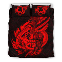 Polynesian Bedding Set - Pohnpei Duvet Cover Set Father And Son Red - Polynesian Pride