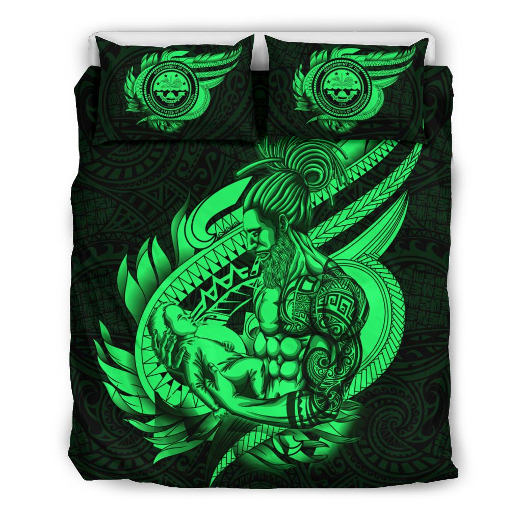 Polynesian Bedding Set - Federated States Of Micronesia Duvet Cover Set Father And Son Green - Polynesian Pride
