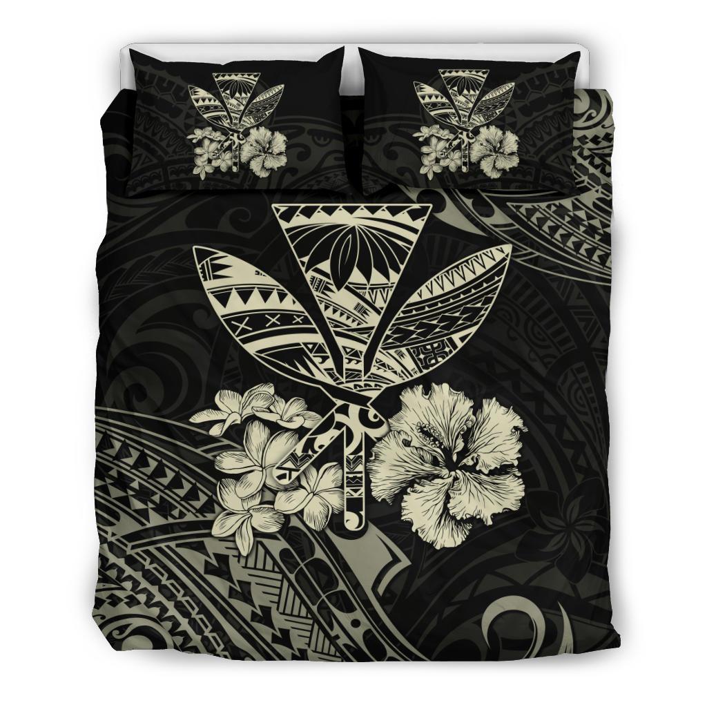 Hawaiian Bedding Set - Kanaka Maoli Polynesian Beige Black - Polynesian Pride