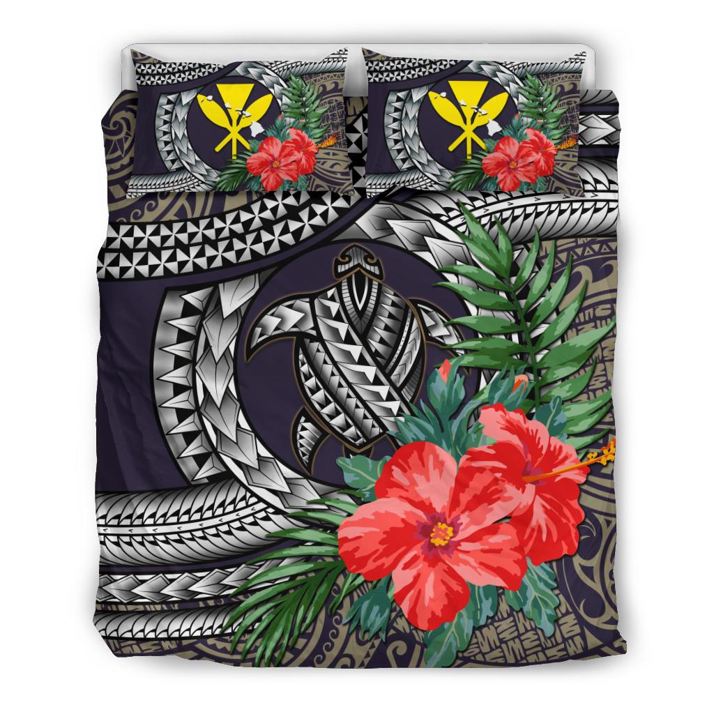 Kanaka Maoli (Hawaiian) Bedding Set - Polynesian Turtle Hibiscus Purple Purple - Polynesian Pride