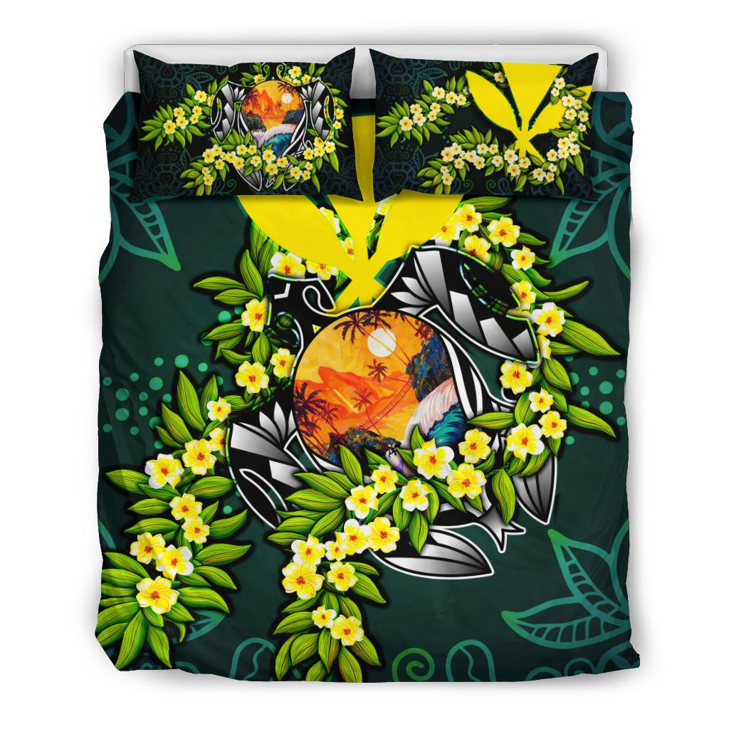 Polynesian Bedding Set - Hawaii Duvet Cover Set - Ti Leaf Lei Turtle - Polynesian Pride